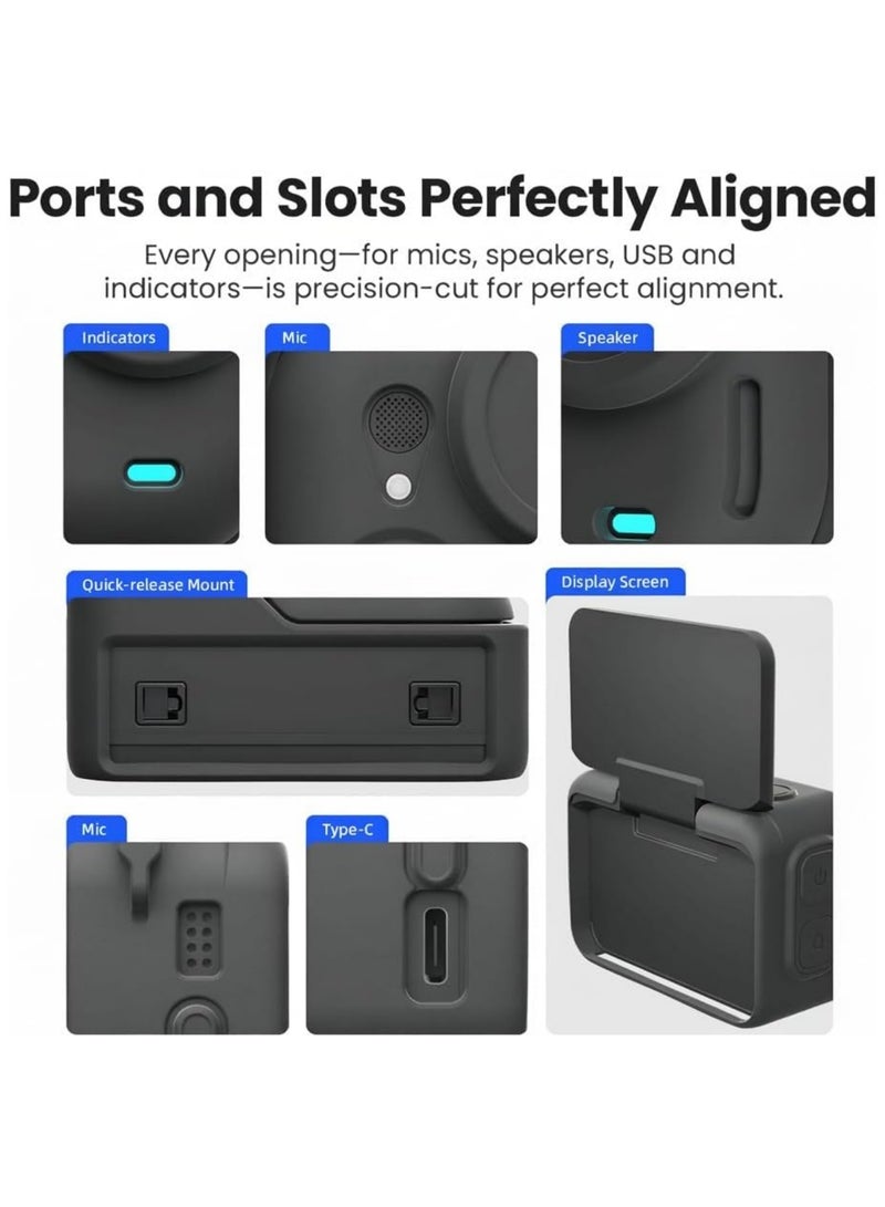 Adando Silicone Cover Set for Insta360 Go Ultra Camera, Anti-Loss Strap and Lanyard, Silicone Case for Action Pod, Protective Camera Cover for Insta360 Go Ultra, Durable and Secure (Black) - Image 3